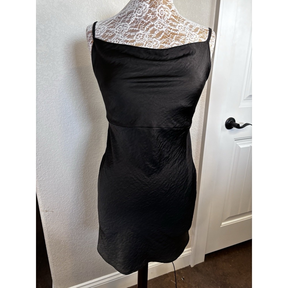 Altar'd State Women's Slip Dress Cowl Neckline Spaghetti Straps Black Back Tie M